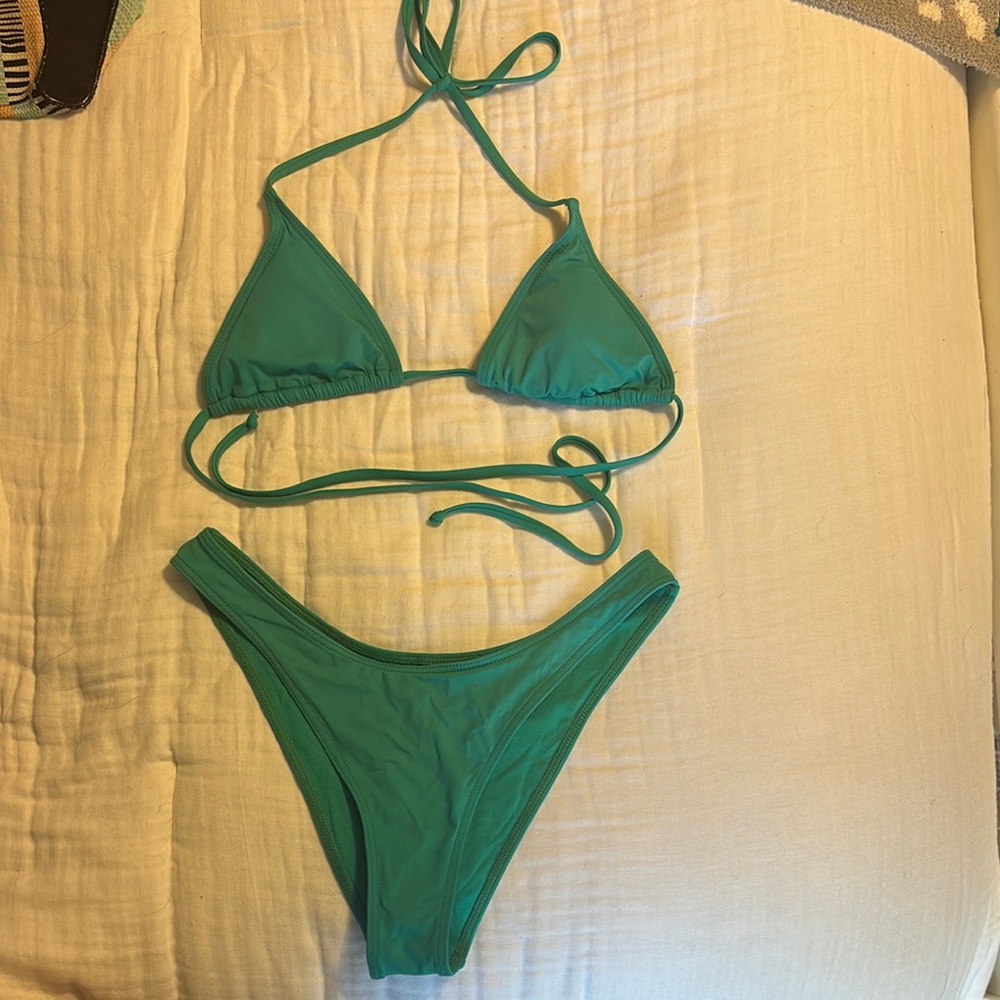 Green Triangle Bikini Set